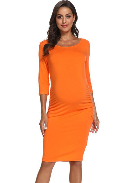 Buy Franato Women's Maternity Bodycon Dress Long Sleeve Seamless Casual  Sheath Dress, Nude, Large at