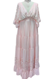 Custom Pink Lace Puffy Sleeves Maternity Photoshoot Gown