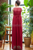 Elegant Long Maternity Maxi Dress With Lace For Sale