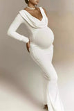 Ivory Cowl Neck Mermaid Maternity Photoshoot Dress