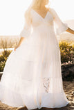 Lace Puffy Sleeves Maxi Maternity Beach Photoshoot Dress