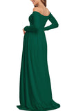 Off-the-Shoulder Long Sleeves Elegant Dress Maternity Maxi Dress