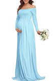 Off-the-Shoulder Long Sleeves Elegant Dress Maternity Maxi Dress