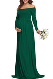 Off-the-Shoulder Long Sleeves Elegant Dress Maternity Maxi Dress