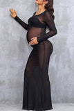 Sexy Sheer Mermaid Long Sleeves Maternity Photoshoot Dress