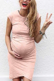 Solid Short Baby Shower Maternity Dress