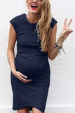 Plus Size Solid Soft Short Baby Shower Maternity Dress