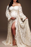 Vintage Two-piece Lace Boho Maternity Photoshoot Dress