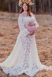 Vintage Two-piece Lace Boho Maternity Photoshoot Dress