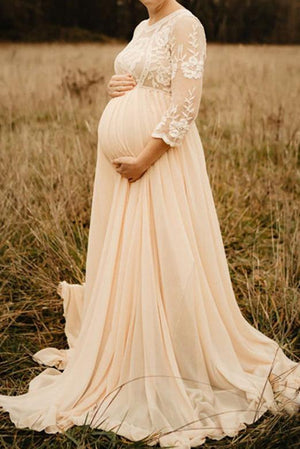 Navy Floral Off Shoulder Wrap Maternity Photoshoot Gown/Dress