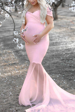  Maternity Dresses Maternity Gowns and Evening Dresses Pink Cute  Maternity Dresses, Sexy Lace Pregnancy Gown, Photography Props (Color : Pink,  Size : Bust86cm) : Clothing, Shoes & Jewelry