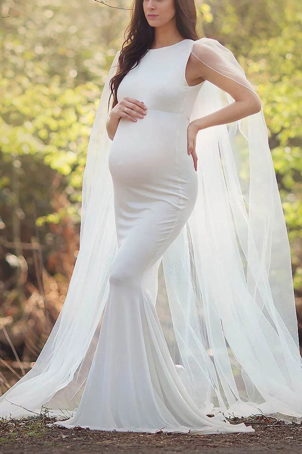 Maternity Photoshoot Dress for Pregnancy Photography Sessions Boho White  Lace One Size Fits All 