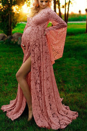 Maternity Dresses Maternity Gowns and Evening Dresses Pink Cute Maternity  Dresses, Sexy Lace Pregnancy Gown, Photography Props (Color : Pink, Size 